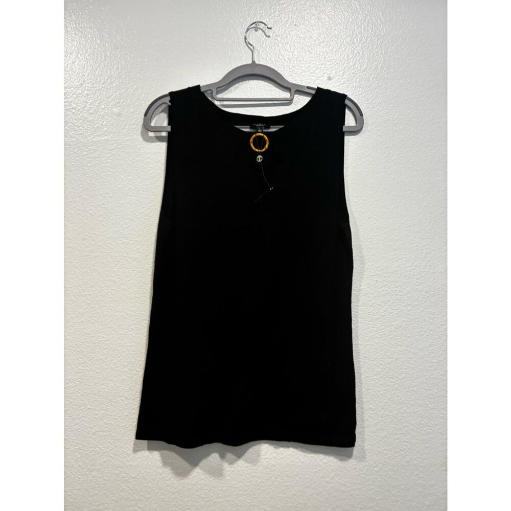 Talbots Black Sleeveless Tank with Gold Ring Detail
